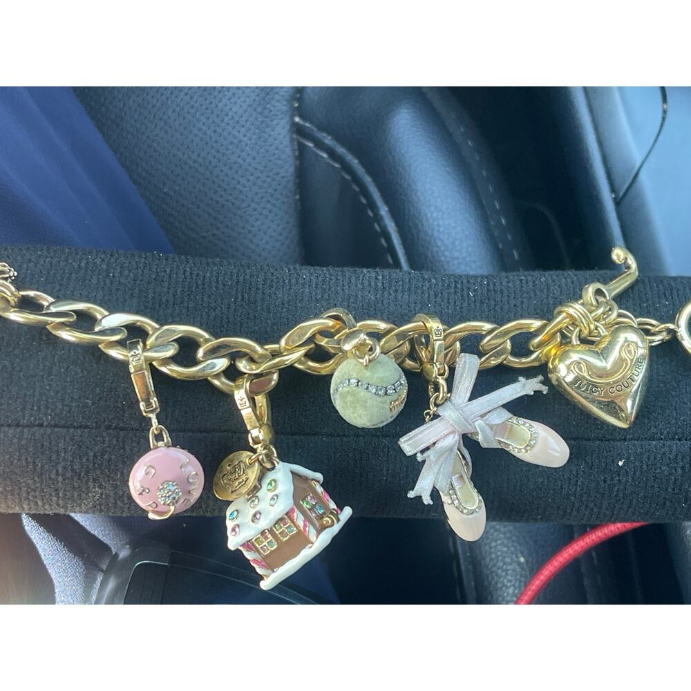Rare Juicy Couture toggle bracelet with J and Heart and 4 removable charms